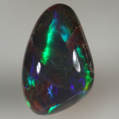 SOLID SEMI BLACK OPAL Large, bright rolling flashes of orange, green and blue